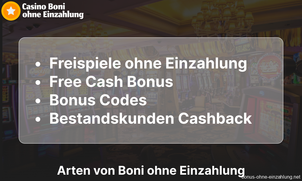 Arten von Boni ohne Einzahlung in deutschen Online-Casinos
