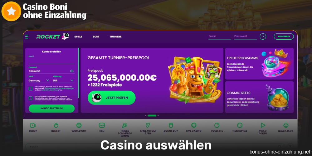 Wählen Sie ein Casino mit Boni ohne Einzahlung in Deutschland aus